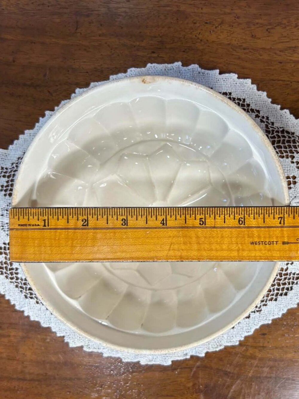 Antique White Ironstone Fluted Pudding Jelly Mold Bowl - Picture 13 of 13